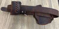 Versacarry Leather Gun Belt With Integrated OWB Holster, Right-Handed, Brown/Black, Made In USA - 2