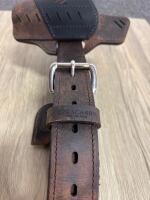 Versacarry Leather Gun Belt With Integrated OWB Holster, Right-Handed, Brown/Black, Made In USA - 3
