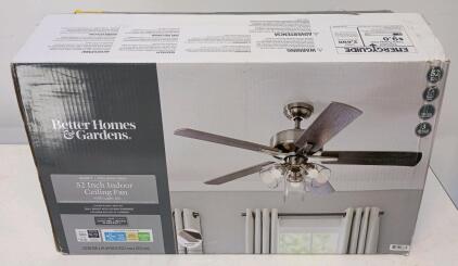 Better Homes & Gardens Bennett 52-Inch Ceiling Fan with Light Kit, Satin Nickel Finish