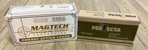 Magtech .357 Cowboy Action Loads 50ct & Perfecta 9mm Luger 115gr FMJ Brass 49ct Ammo