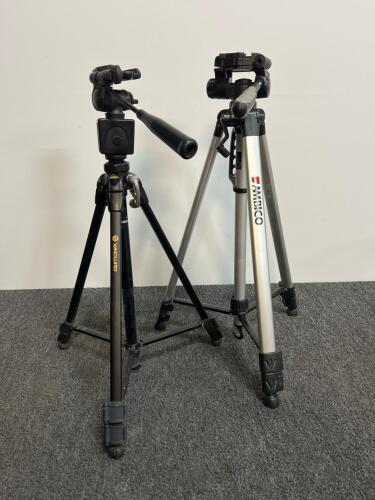 Vanguard & Ambico 60" Aluminum Tripods 3-Section, Pan/Tilt Heads, Geared Columns, Flip Locks (shelf 13)