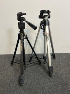 Vanguard & Ambico 60" Aluminum Tripods 3-Section, Pan/Tilt Heads, Geared Columns, Flip Locks (shelf 13)