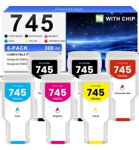 HP 745 Ink Cartridge Set &ndash; 6 Colors, 300ml Each, Compatible with DesignJet Z2600/Z5600 $185.99