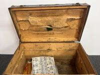 Antique Dome-Top Steamer Trunk ca. 1880&ndash;1910, Black Wood, Brass Hardware, 36" x 22" x 24" - 3