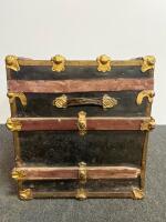 Antique Dome-Top Steamer Trunk ca. 1880&ndash;1910, Black Wood, Brass Hardware, 36" x 22" x 24" - 6