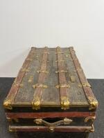 Antique Dome-Top Steamer Trunk ca. 1880&ndash;1910, Black Wood, Brass Hardware, 36" x 22" x 24" - 8