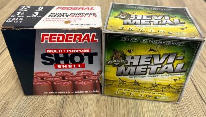 Federal 12ga 2-3/4" #8 1-1/8oz Multi-Purpose & Hevi-Shot Hevi-Metal 12ga 3-1/2" #3, 25rd Boxes