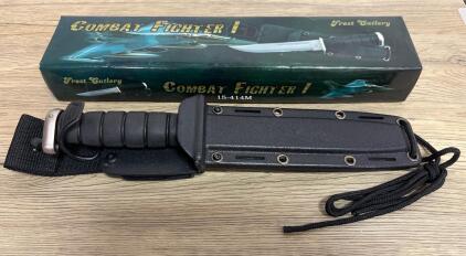 Frost Cutlery Combat Fighter I 15-4144M Fixed Blade Knife, 7" Clip Point, Black Handle