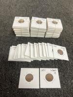 Assorted Lincoln Wheat Cents 1944&ndash;1955, S Mint Mark, ~60+ Coins, Copper, Circulated
