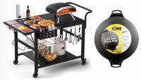 Letuike Outdoor Prep Table 47"x28", 200lb Capacity + (2) Lodge 15" Cast Iron Pizza Pans, New in Box (FL 8)