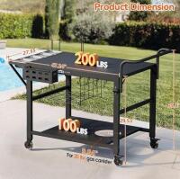 Letuike Outdoor Prep Table 47"x28", 200lb Capacity + (2) Lodge 15" Cast Iron Pizza Pans, New in Box (FL 8) - 3
