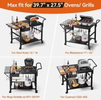 Letuike Outdoor Prep Table 47"x28", 200lb Capacity + (2) Lodge 15" Cast Iron Pizza Pans, New in Box (FL 8) - 4