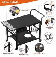 Letuike Outdoor Prep Table 47"x28", 200lb Capacity + (2) Lodge 15" Cast Iron Pizza Pans, New in Box (FL 8) - 5