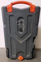 28-Gallon Portable RV Waste Holding Tank, Heavy-Duty Polyethylene, Manual Blade Valve, Large Wheels - 2