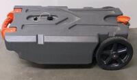 28-Gallon Portable RV Waste Holding Tank, Heavy-Duty Polyethylene, Manual Blade Valve, Large Wheels - 4