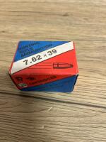 7.62x39mm Rifle Ammunition 125gr FMJ, Non-Corrosive, Box of 20, NIM 1994/1984 Headstamp - 2