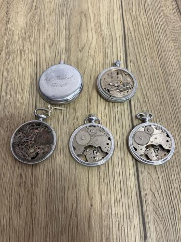 Antique Swiss Pocket Watch Movements Lot &ndash; Mechanical, 1855877 Serial, Engraved Case, Parts/Repair