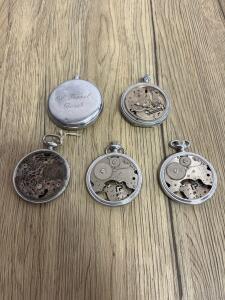 Antique Swiss Pocket Watch Movements Lot &ndash; Mechanical, 1855877 Serial, Engraved Case, Parts/Repair