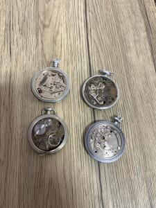 Vintage Manual Wind Open-Face Pocket Watches, Engraved, Non-Working, For Parts or Restoration
