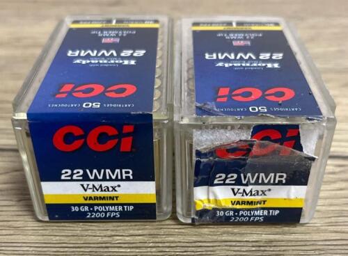 CCI .22 WMR V-Max 30 gr Polymer Tip Varmint Ammunition, 2200 fps, 2 Boxes Approx. 100 Rounds