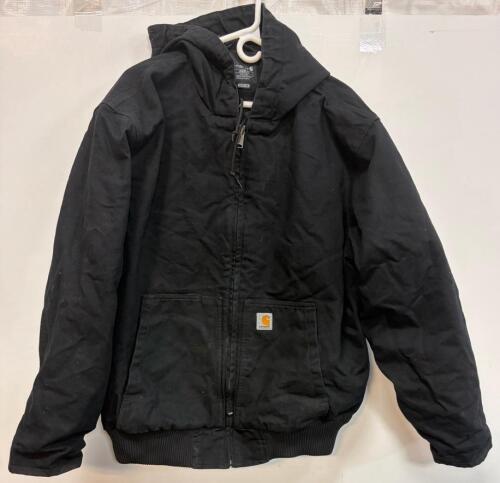 Carhartt J130-M XL Black Insulated Hooded Work Jacket, Loose Fit, Made in India, Quilted Lining (FL 4)