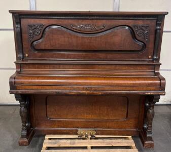 Hamilton Cabinet Grand Upright Piano, Ornate, 3 Pedals, c. 1900, Medaille D&rsquo;Argent Paris