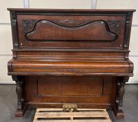 Hamilton Cabinet Grand Upright Piano, Ornate, 3 Pedals, c. 1900, Medaille D&rsquo;Argent Paris