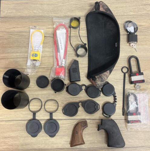 Mixed Firearm Accessories & Parts Lot: Pachmayr & Ruger Grips, Glock Loader, Scope Covers, Locks (spot #4)