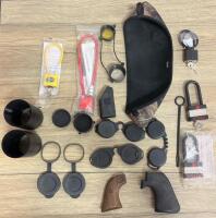 Mixed Firearm Accessories & Parts Lot: Pachmayr & Ruger Grips, Glock Loader, Scope Covers, Locks (spot #4)