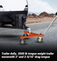 Heavy-Duty Manual Trailer Dolly, 3500 lb Tongue, 2"/2-5/16" Hitch, 4 Wheels, Adjustable Height (5000 FL shelf) - 2