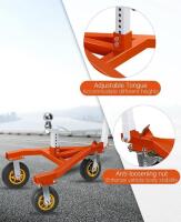 Heavy-Duty Manual Trailer Dolly, 3500 lb Tongue, 2"/2-5/16" Hitch, 4 Wheels, Adjustable Height (5000 FL shelf) - 4