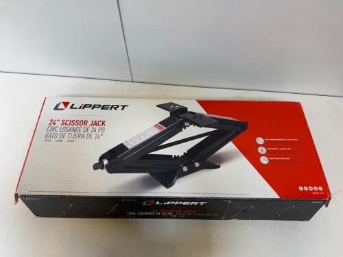 Lippert 24" Scissor Jack, Model 285325, 5,000 lbs Capacity, Heavy-Gauge Steel, Black Powder-Coated Finish