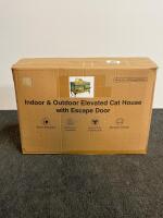 Clawsable 2025-GJWMXMW-L Elevated Cat House with Escape Door, All-Season Insulated, 25.6" x 16.5" x 16.2"
