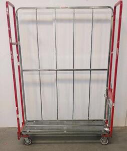 Cannon Equipment Roll Cage Cart, 1,000 lb Capacity, Steel, Swing Gate, Red & Silver