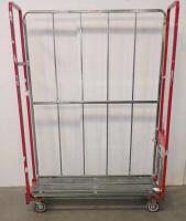 Cannon Equipment Roll Cage Cart, 1,000 lb Capacity, Steel, Swing Gate, Red & Silver