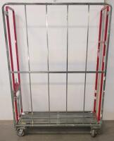 Cannon Equipment Roll Cage Cart, 1,000 lb Capacity, Steel, Swing Gate, Red & Silver - 3