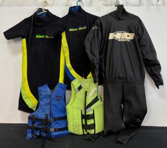 Cypress Gardens Adult Life Vest, O'Neill Child Life Vest, Wave Tech Wetsuits, HO Sports Drysuit (FL 4)