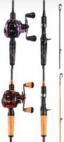 (2) ONE BASS Right Hand Baitcasting Combos, 6.5 ft, 7.3:1 Gear Ratio, 9+1 Bearings (FL 5)