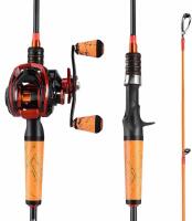 (2) ONE BASS Right Hand Baitcasting Combos, 6.5 ft, 7.3:1 Gear Ratio, 9+1 Bearings (FL 5) - 2