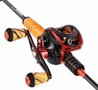 (2) ONE BASS Right Hand Baitcasting Combos, 6.5 ft, 7.3:1 Gear Ratio, 9+1 Bearings (FL 5) - 4