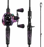 (2) ONE BASS Right Hand Baitcasting Combos, 6.5 ft, 7.3:1 Gear Ratio, 9+1 Bearings (FL 5) - 5