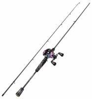 (2) ONE BASS Right Hand Baitcasting Combos, 6.5 ft, 7.3:1 Gear Ratio, 9+1 Bearings (FL 5) - 6
