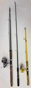 3 Fishing Rod And Reel Combos: Johnson Spincast, TM66 Medium Spinning, EnChaser FN-30Ya (FL 1)