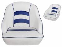 (2) MSC Pontoon Boat Bucket Seats, White/Blue