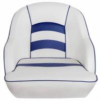 (2) MSC Pontoon Boat Bucket Seats, White/Blue - 3