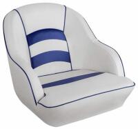 (2) MSC Pontoon Boat Bucket Seats, White/Blue - 4