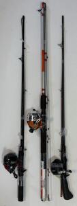 Zebco 404, Zebco 202 & Shakespeare Catfish Spincast Fishing Rod & Reel Combos, 2Pc Sets (FL 1)