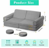 Modular Kids Couch 8-Piece Set, Grey, 48.8"x27.6"x19", Flannelette, Machine-Washable, Model KidSF304 - 2