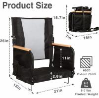 (2) Beharity Portable Stadium Seats with Back Support, 21" Wide, Black (FL 7) - 2