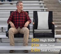 (2) Beharity Portable Stadium Seats with Back Support, 21" Wide, Black (FL 7) - 3